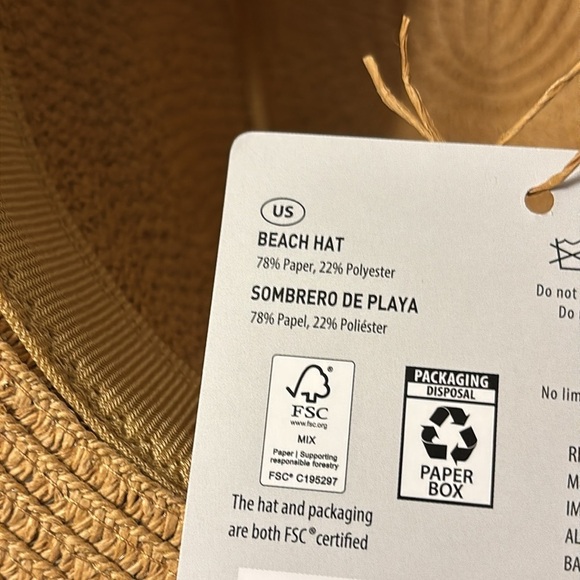 NWT Serra Tan and Cream Straw BEACH Hat with DECORATIVE Trim - Picture 6 of 8